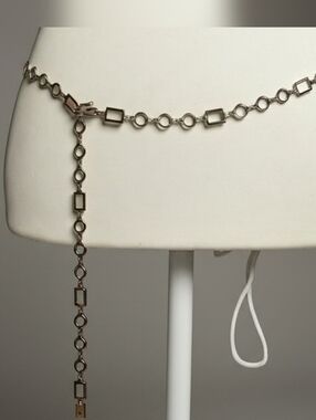 Silver And Gold Vintage 80s Geometric Chain Belt